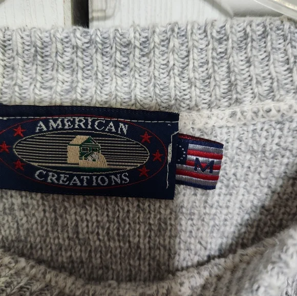 Womens Gray Sweater with American Flag Design - Picture 6 of 9